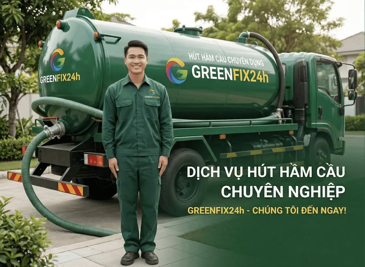 Kỹ thuật viên hút bể phốt Bình Dương bằng xe hút chân không chuyên dụng
