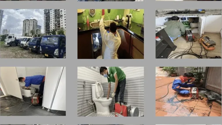 Xe hút hầm cầu tại bến cát đang thi công trước nhà dân